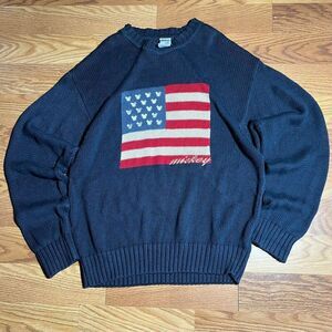 Vintage Disney Mickey USA America Flag Knit Sweater